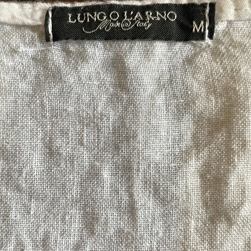 Lungo L'Arno linen embroidered Made in Italy peasant top with adjustable sleeve - Picture 7 of 11